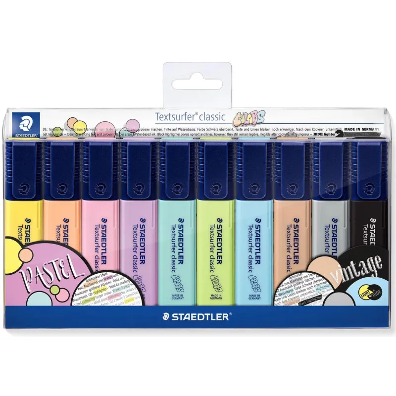 POCHETTE DE 10 SURLIGNEURS STAEDTLER TEXTSURFER CLASSIC / PASTEL