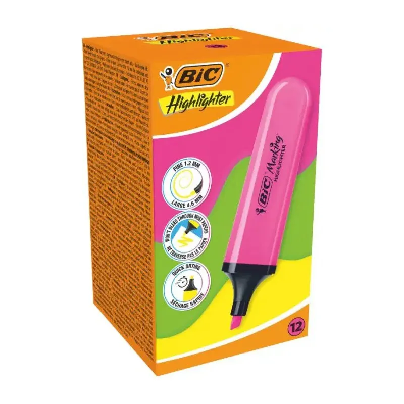 Pochette de 12 Surligneurs BIC B12 Rose