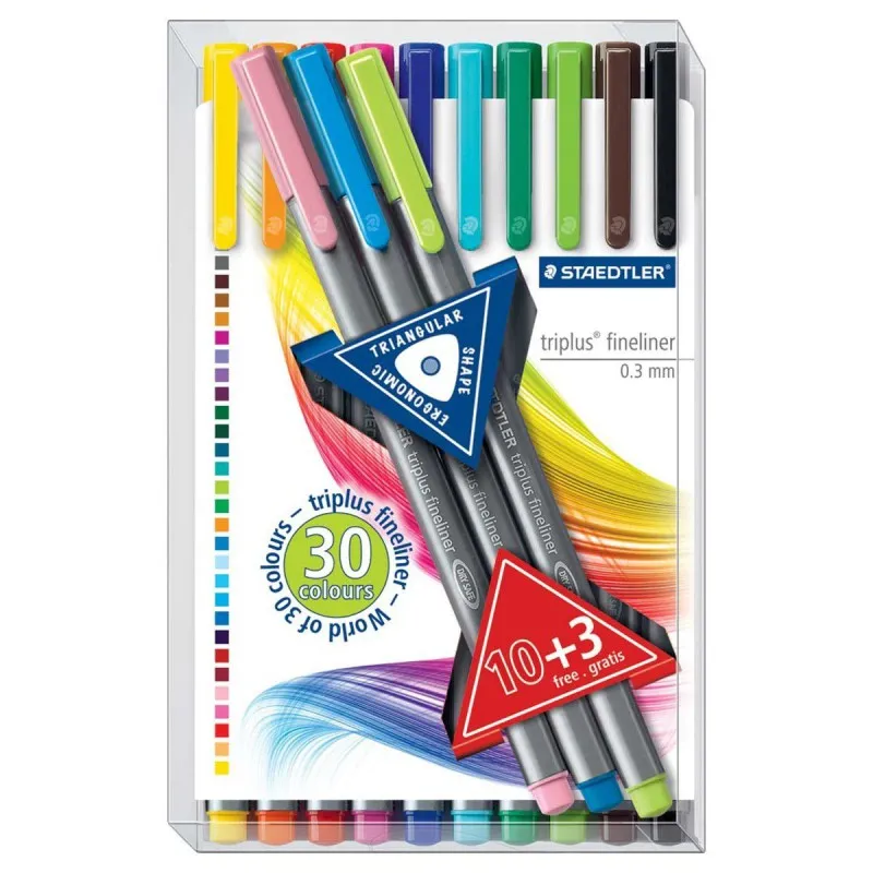 POCHETTE DE 13 X STYLO FEUTRE STAEDTLER TRIPLUS ULTRA FINE / 0.3MM