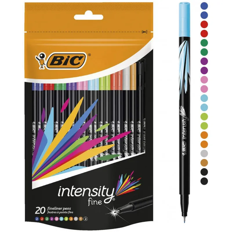 Pochette de 20 stylos feutres BIC Intensity à Pointe Fine BIC 0.4mm