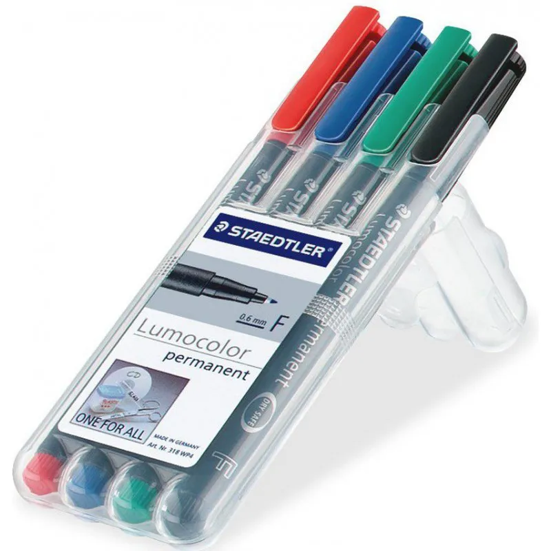 POCHETTE DE 4 FEUTRE PERMANENTS STAEDTLER LUMOCOLOR / 0,6 MM