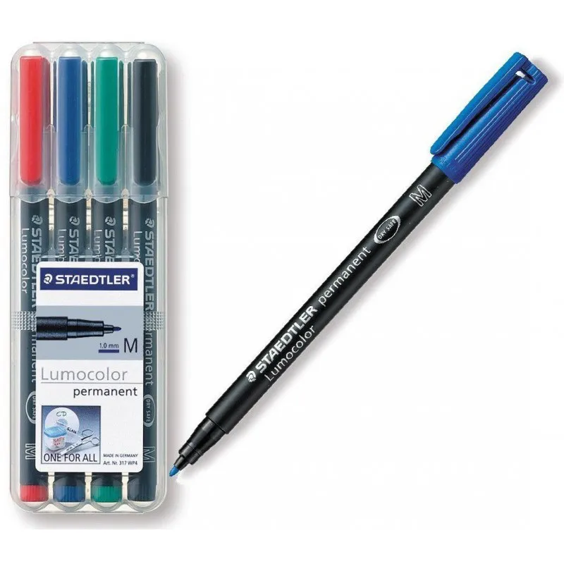 POCHETTE DE 4 FEUTRE PERMANENTS STAEDTLER LUMOCOLOR / 1 MM