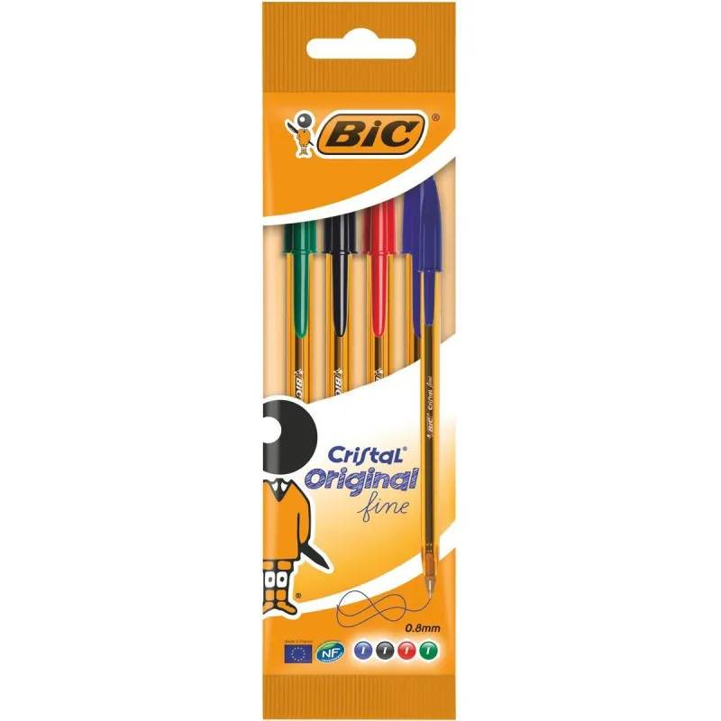 Pochette de 4 Stylo bille Bic Orange / Assortie