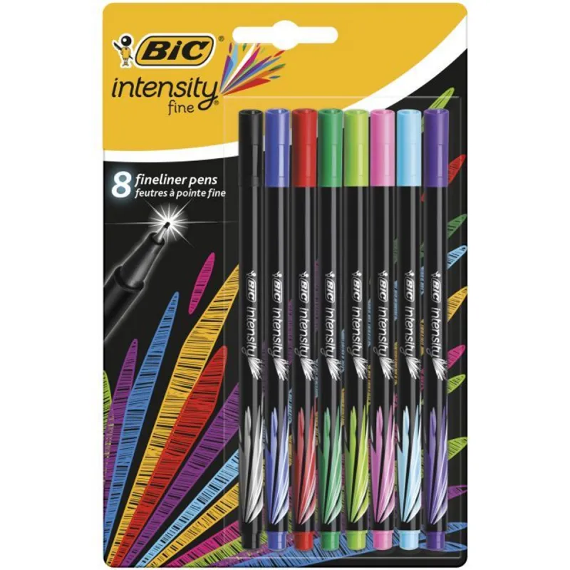 Pochette de 8 stylos feutres BIC Intensity à Pointe Fine BIC 0.4mm