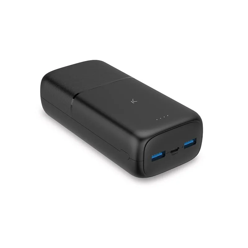 Power Bank KSIX KSIX BANK ULTRASLIM 30000 mAh / 20 W / Avec Câble USB-A USB-C / Noir