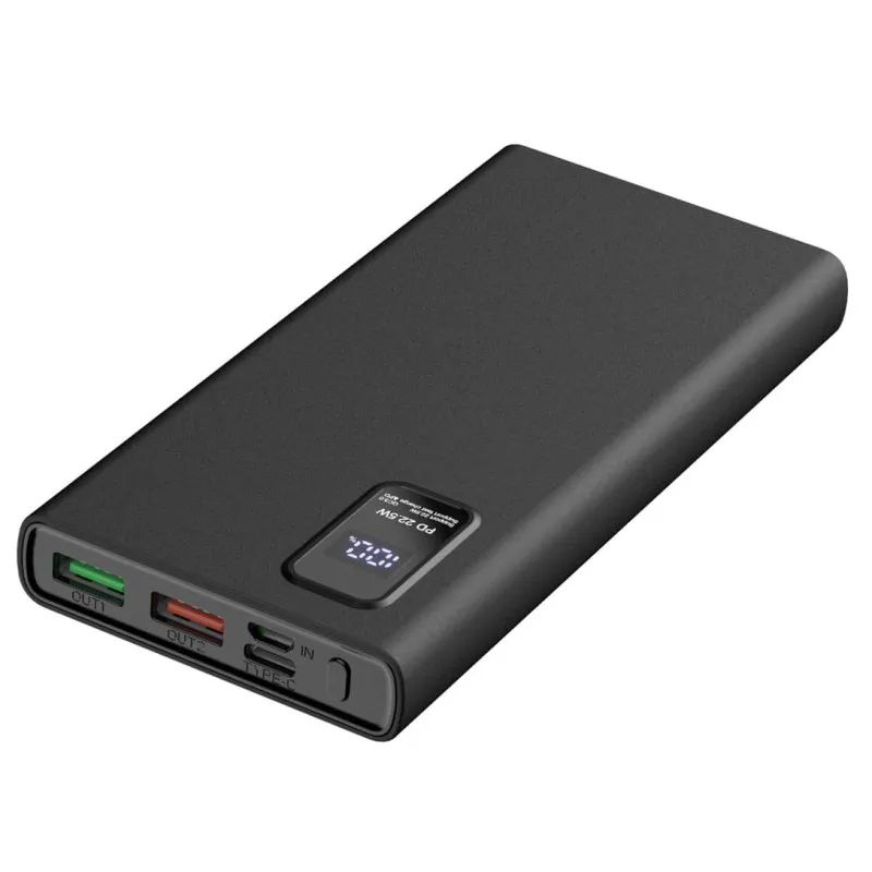 POWER BANK PLATINET 10000 mAh Polymère PD 3.0 QC 3.0 Écran LED Noir