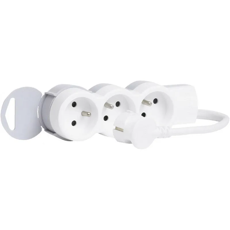 Rallonge multiprise 3 prises de courant 2P+T 16A 230V avec cordon 1,5m / blanc et gris