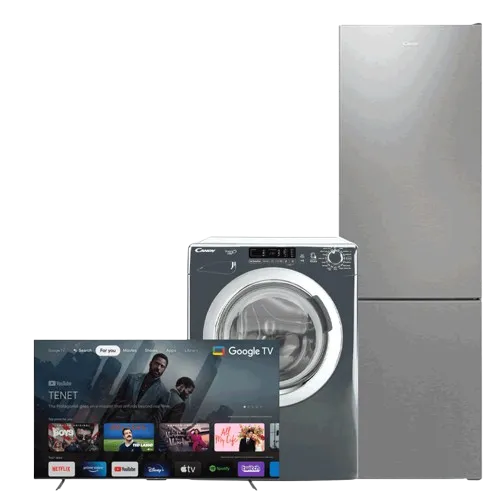 REFRIGERATEUR COMBINE CANDY INOX +Machine à laver CANDY 9KG +TV TCL 50P735 4K