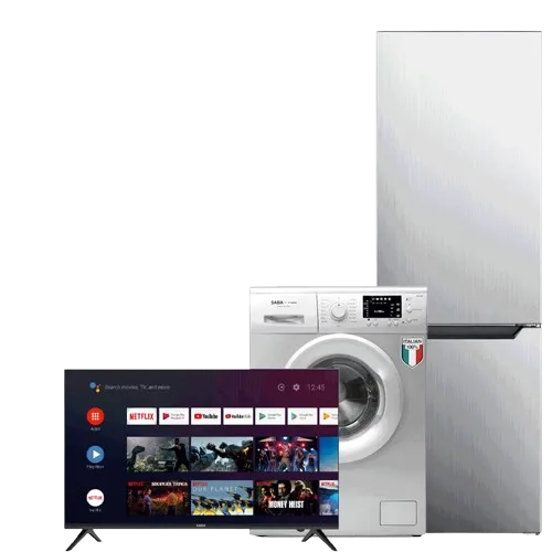 Réfrigérateur Combiné SABA SILVER +Machine à laver SABA 7KG +TV SABA 50 4K
