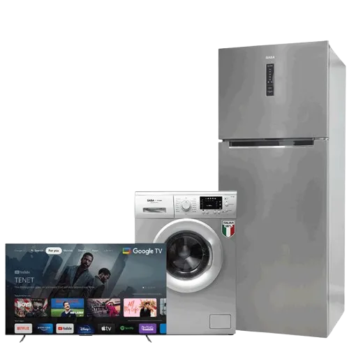 REFRIGERATEUR SABA SILVER +Machine à laver SABA 7KG + TV TCL 50P735 4K