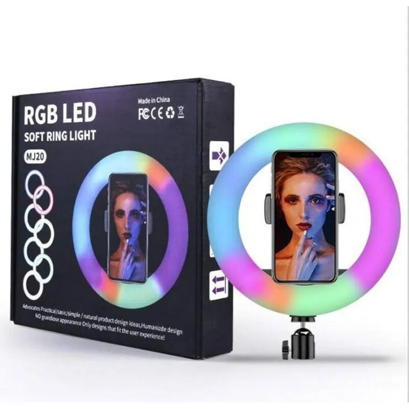 Selfie Ring Light 360° + tripode  / RGB / Noir
