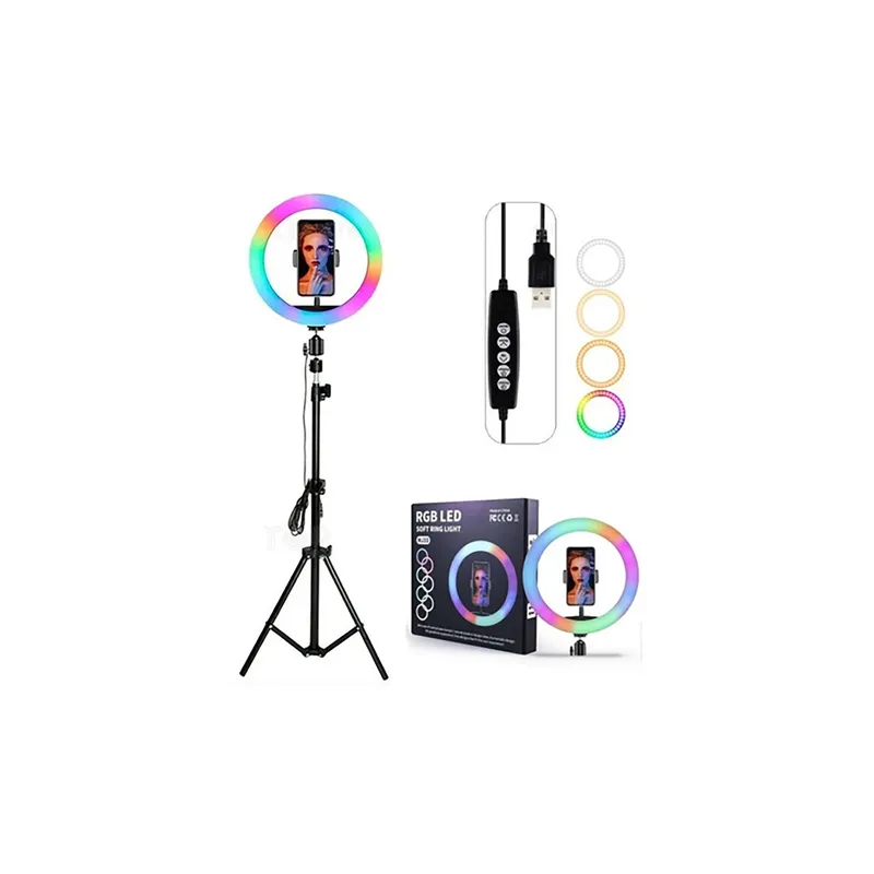 Selfie Ring Light 360° + tripode  / RGB / Noir
