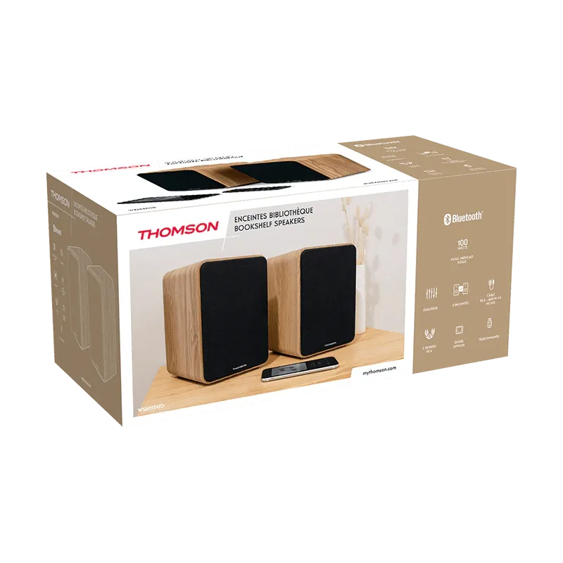 SET 2 ENCEINTES BOIS CLAIR THOMSON 100 Watts