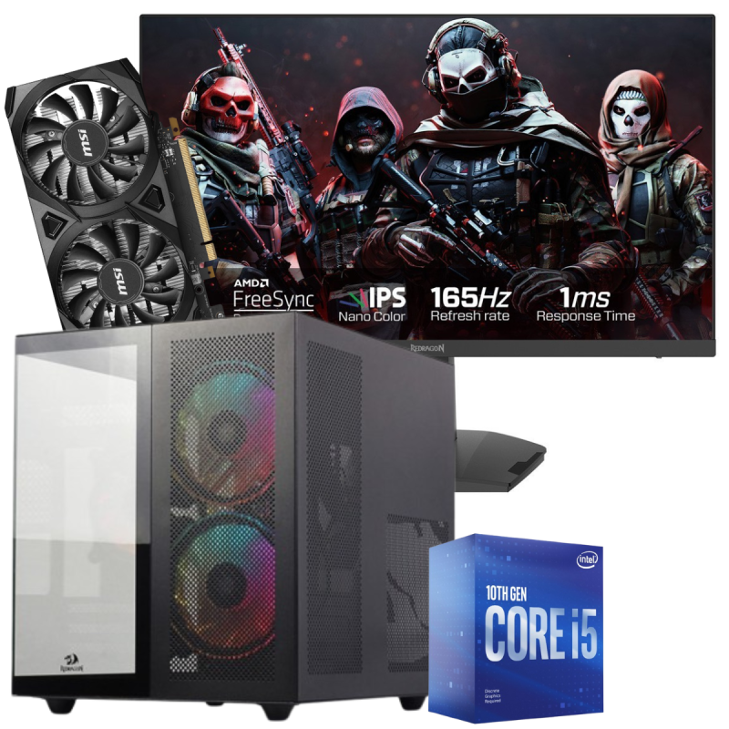 Setup Gamer Special Pc de Bureau Gaming / i5-10400F / 32 Go Avec Écran Gaming Redragon 24" Full HD IPS / 180 Hz