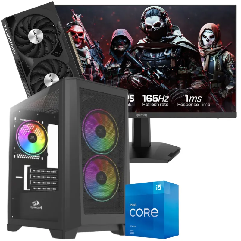 Setup Gamer Special Pc de Bureau Gaming / i5-11400F / RTX 4060 8G / 16 Go Avec Écran Gaming Redragon 24" Full HD IPS / 180 Hz