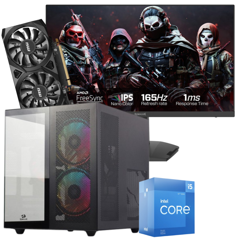Setup Gamer Special Pc de Bureau Gaming / i5-12400F / 32 Go Avec Écran Gaming Redragon 24" Full HD IPS / 180 Hz