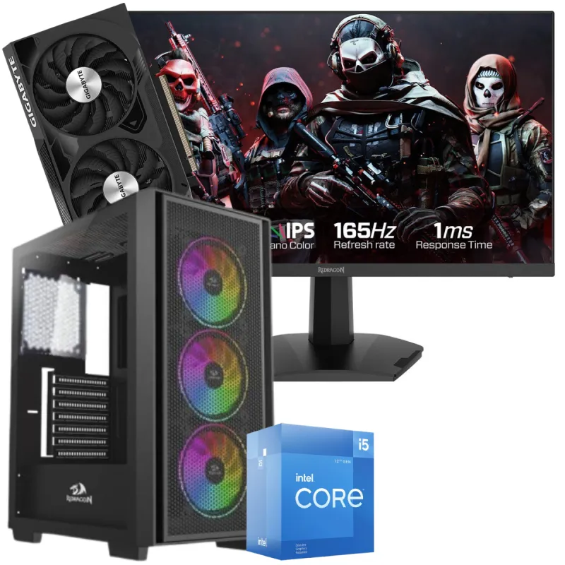 Setup Gamer Special Pc de Bureau Gaming / i5-12400F / RTX 4060 8G / 16 Go Avec Écran Gaming Redragon 24" Full HD IPS / 180 Hz