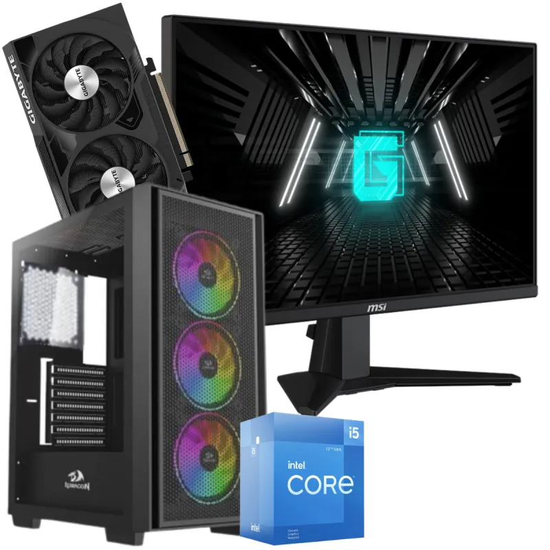 Setup Gamer Special Pc de Bureau Gaming / i5-12400F / RTX 4060 8G / 32 Go Avec Écran Gaming MSI 24.5" Full HD IPS / 180 Hz