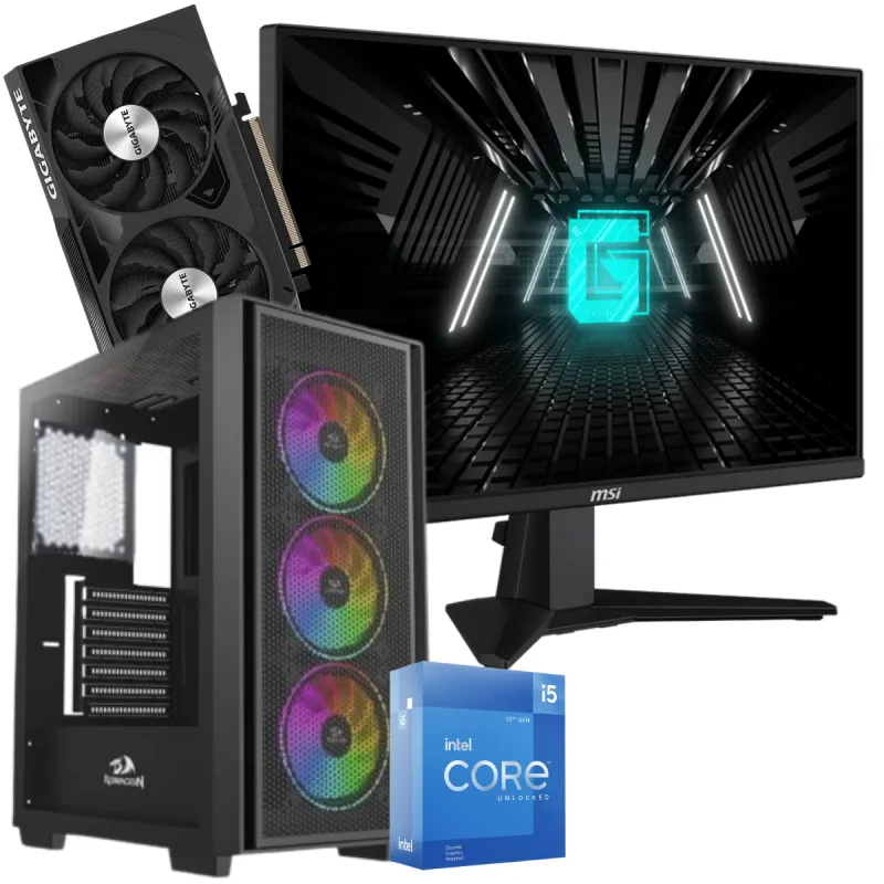 Setup Gamer Special Pc de Bureau Gaming / i5-12600KF / RTX 4060 8G / 32 Go Avec Écran Gaming MSI 24.5" Full HD IPS / 180 Hz