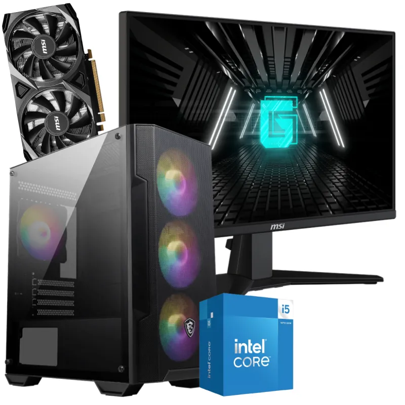 Setup Gamer Special Pc de Bureau Gaming / i5-14400F / RTX 3050 8G / 32 Go Avec Écran Gaming MSI 24.5" Full HD IPS / 180 Hz