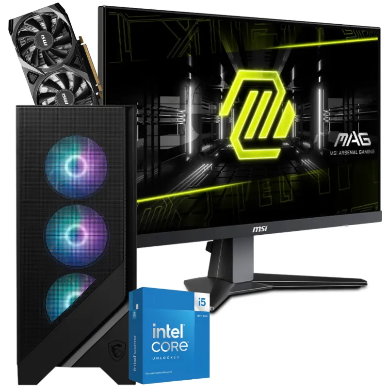 Setup Gamer Special Pc de Bureau Gaming / i5-14600KF / RTX 3050 8G / 32 Go Avec Écran Gaming MSI 24.5" Full HD IPS / 180 Hz