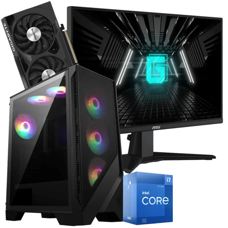 Setup Gamer Special Pc de Bureau Gaming / i7-12700F / RTX 4060 8G / 32 Go Avec Écran Gaming MSI 24.5" Full HD IPS / 180 Hz