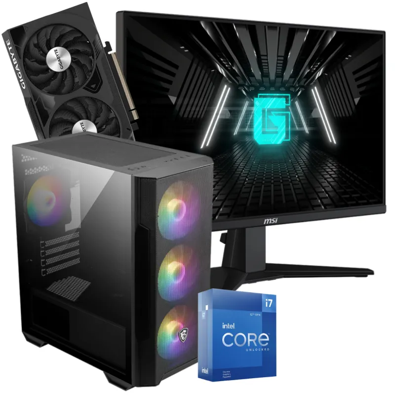 Setup Gamer Special Pc de Bureau Gaming / i7-12700KF / RTX 4060 8G / 32 Go Avec Écran Gaming MSI 24.5" Full HD IPS / 180 Hz