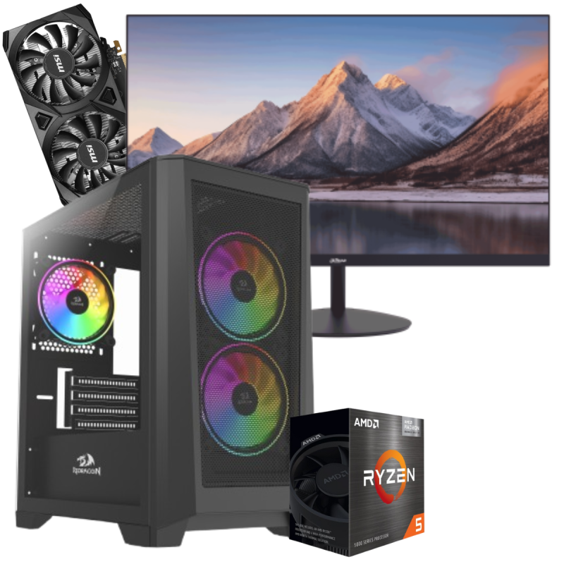 Setup Gamer Special Pc de Bureau Gaming / Ryzen 5 3500X / RTX 3050 6G / 16 Go Avec Écran Dahua 24" Full HD LED / 100 Hz