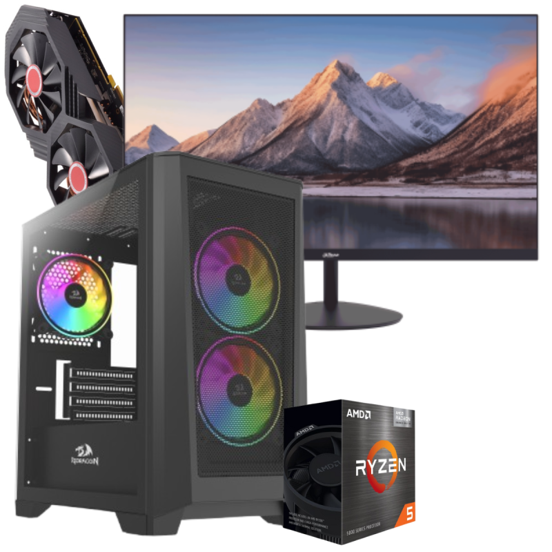 Setup Gamer Special Pc de Bureau Gaming / Ryzen 5 3600 / RX 580 8G / 16 Go Avec Écran Dahua 24" Full HD / 100 Hz