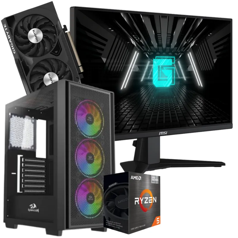 Setup Gamer Special Pc de Bureau Gaming / Ryzen 5 5500 / RTX 4060 8G / 32 Go Avec Écran Gaming MSI 24.5" Full HD IPS / 180 Hz