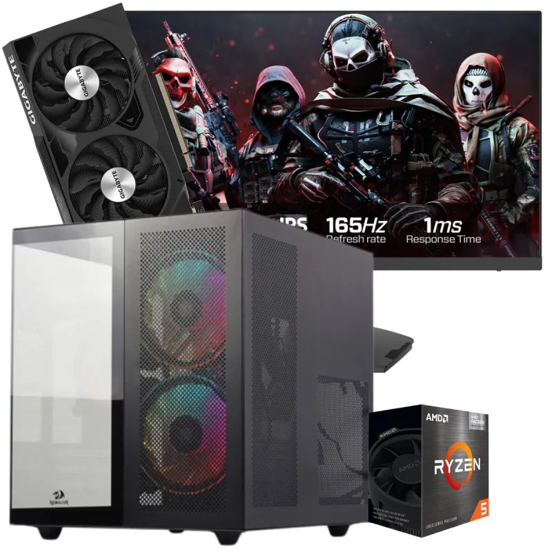 Setup Gamer Special Pc de Bureau Gaming / Ryzen 5 5600 / RTX 4060 8G / 16 Go Avec Écran Gaming Redragon 24" Full HD IPS / 180 Hz