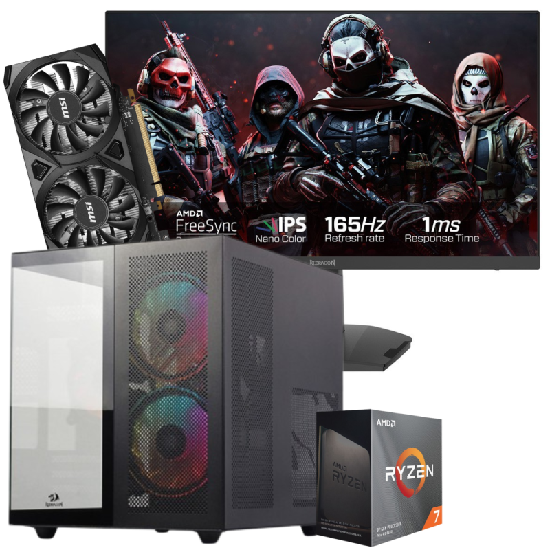 Setup Gamer Special Pc de Bureau Gaming / Ryzen 7 5700X / 32 Go Avec Écran Gaming Redragon 24" Full HD IPS / 180 Hz