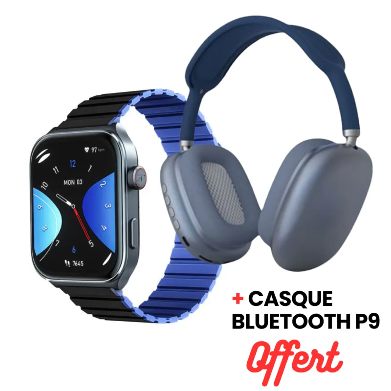 SMART WATCH KIESLECT KS2 / Bleu Avec Casque Bluetooth P9 Bleu