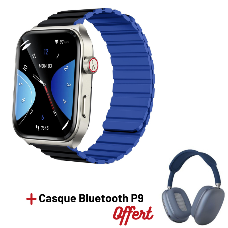 SMART WATCH KIESLECT KS2 / Gris Space Avec Casque Bluetooth P9 Bleu