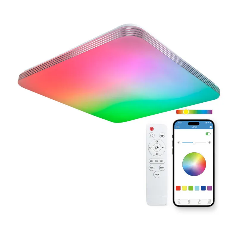 SmartLED KSIX Plafonnier Twilight, RGBIC +CCT, 47,5 cm, 7.700 lm blanc
