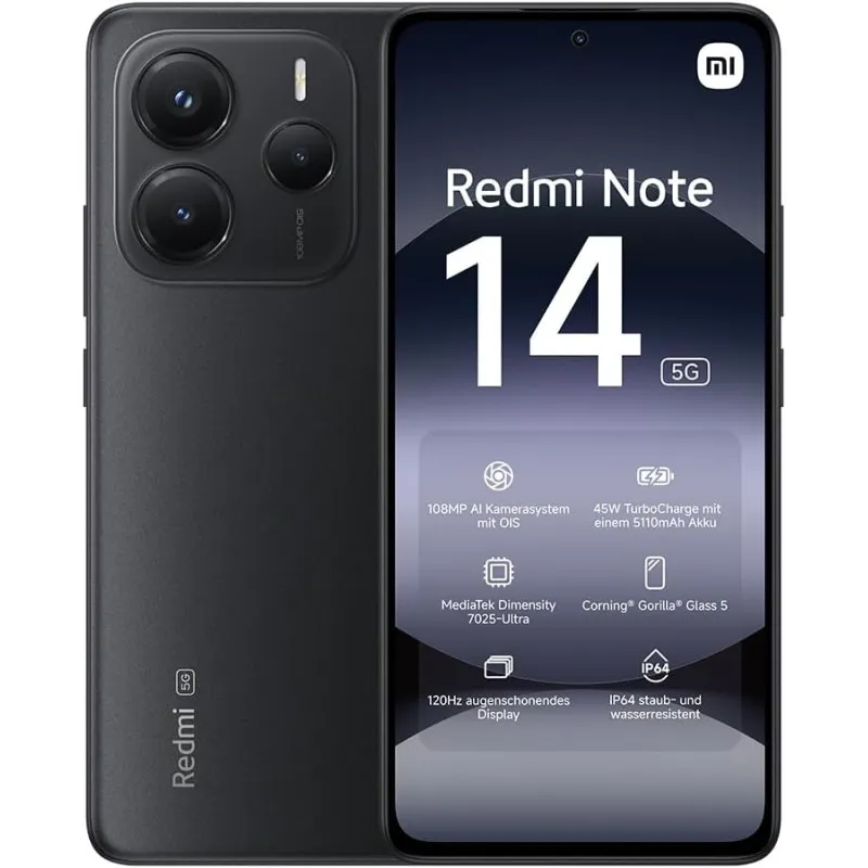 Smartphone XIAOMI Redmi Note 14 / 5G / 8 Go / 256 Go / Noir