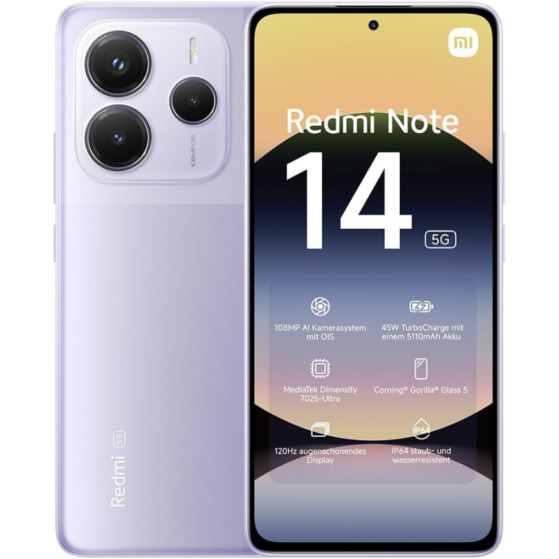 Smartphone XIAOMI Redmi Note 14 / 5G / 8 Go / 256 Go / Violet