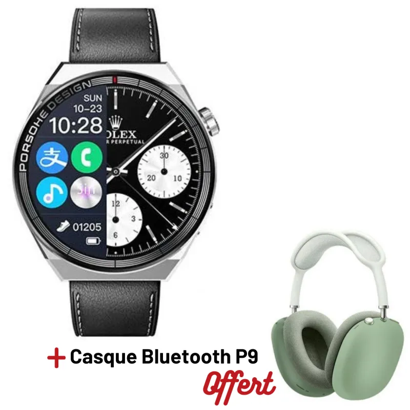 Smartwatch Celebrat Yison SW5Pro / Noir Avec Casque Bluetooth P9 Vert Offert
