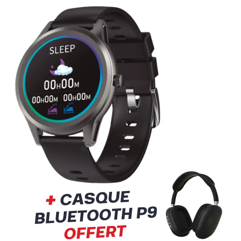 Smartwatch Globe Ksix 1.28" / Noir Avec Casque Bluetooth P9 Noir Offert