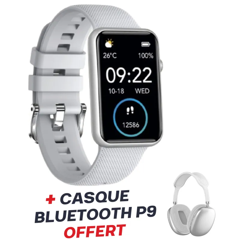 Smartwatch Ksix Tube / 1,57", Multitouch Display, 7 days, Monitoring, Multisport Mode, Waterproof / Gris Avec Casque Bluetooth P9 Blanc Offert