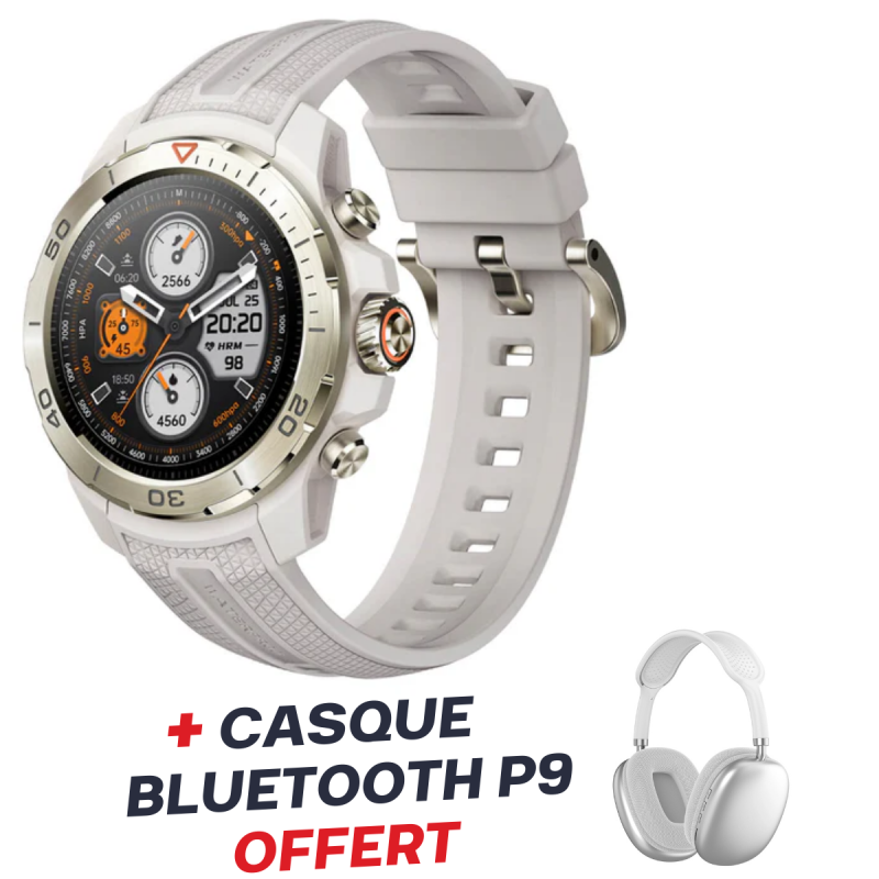 Smartwatch Mibro Watch GS Explorer / Blanc Avec Casque Bluetooth P9 Blanc Offert