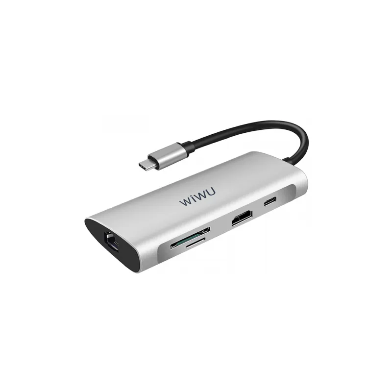 Station d'accueil USB-C Multiport WIWU ALPHA A831HRT 8-en-1 Pour MacBook / Gris