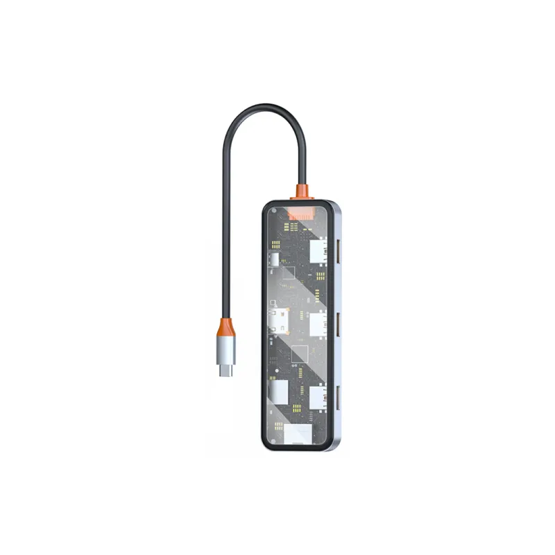 Station d'accueil WIWU CYBER 8 EN 1 USB-C TRANSPARENT / GRIS