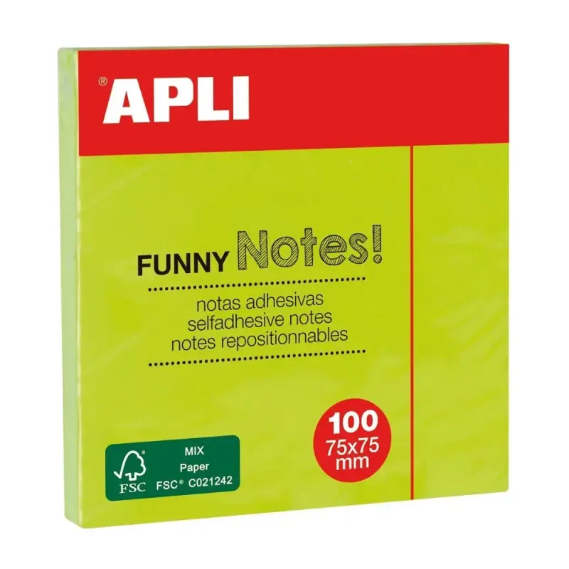 Stick Note Autocollantes  APLI 100 Feuilles 7 x 75 mm / Vert brillant