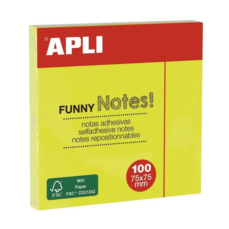 STICK NOTES AUTOCOLLANTES APLI 75X75 100F JAUNE