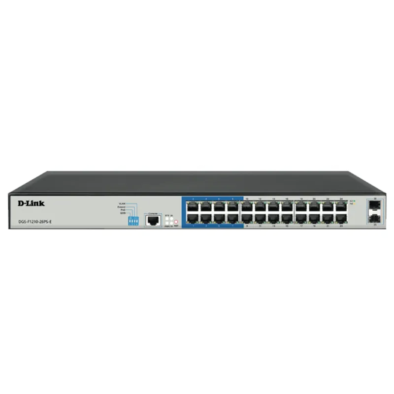Switch D-Link 24-Port Gigabit Long Range Managed PoE+ DGS-F1210-26PS-E