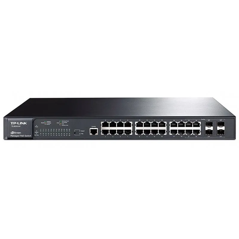 Switch TP-Link 24 Ports PoE Gigabit niveau 2  / 24 ports Gigabit PoE avec 4 emplacements combinés SFP