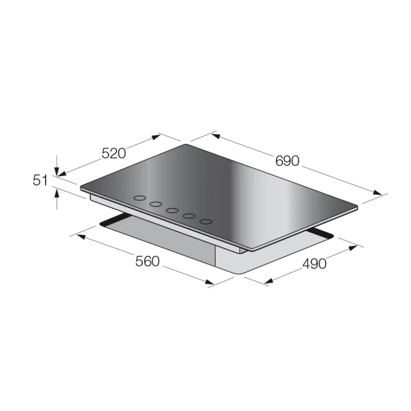 Table de cuisson Focus 5 Feux F 406B / 70 cm / Noir