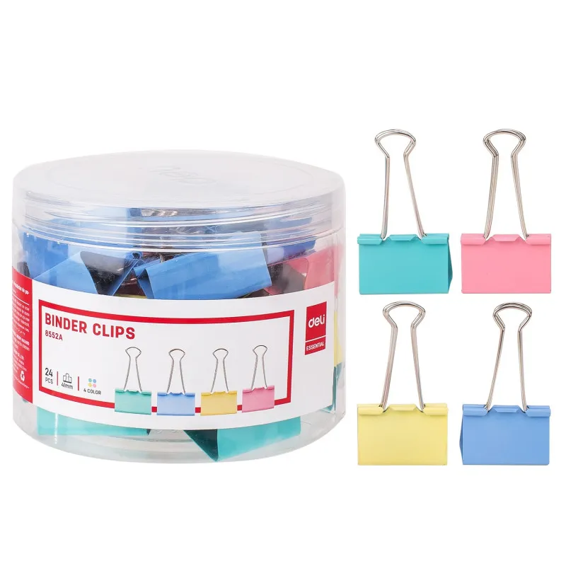 TUBE /24 BINDER CLIP DELI / 41MM / COULEUR ASSORTIS