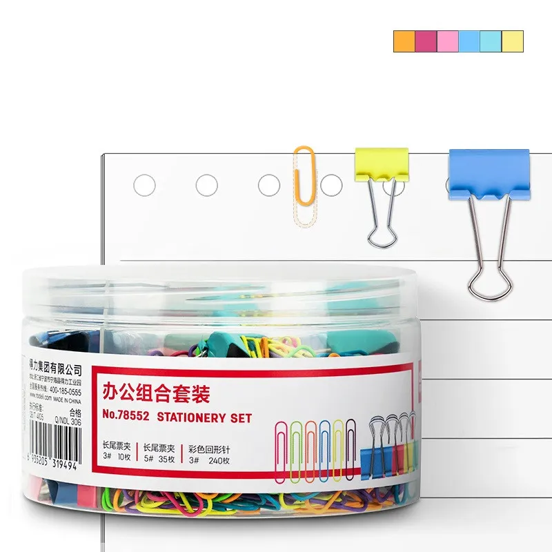 TUBE DESK ACCESSOIRES DELI SET (TROMBONES + BINDER CLIP) / ASSORTIS